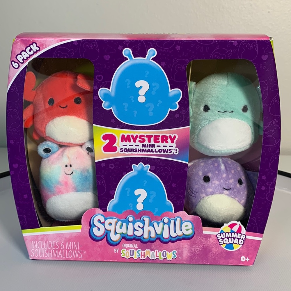 Squishville by Squishmallows 6 pack w/ 2 Mystery Minis Summer Squad